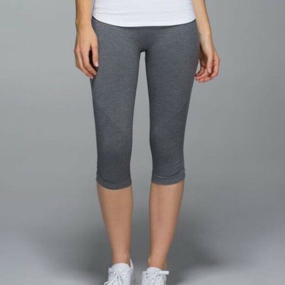 Ivivva Breathe Love Flow Crop Seamless Leggings Lululemon Girls Size 12 Ruched - Picture 3 of 12